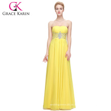 Grace Karin trägerlosen Schatz lange Chiffon Günstige gelbe Prom Dress Patterns CL6002